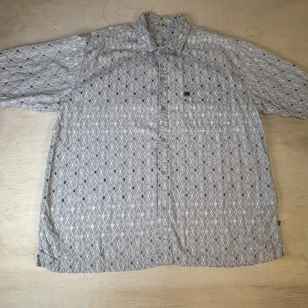The North Face Mens XXL Blue Diamond Patterned Short Sleeve Button Down Shirt